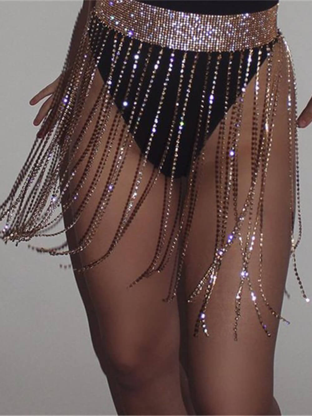 Tassel Rhinestone Chain Belt