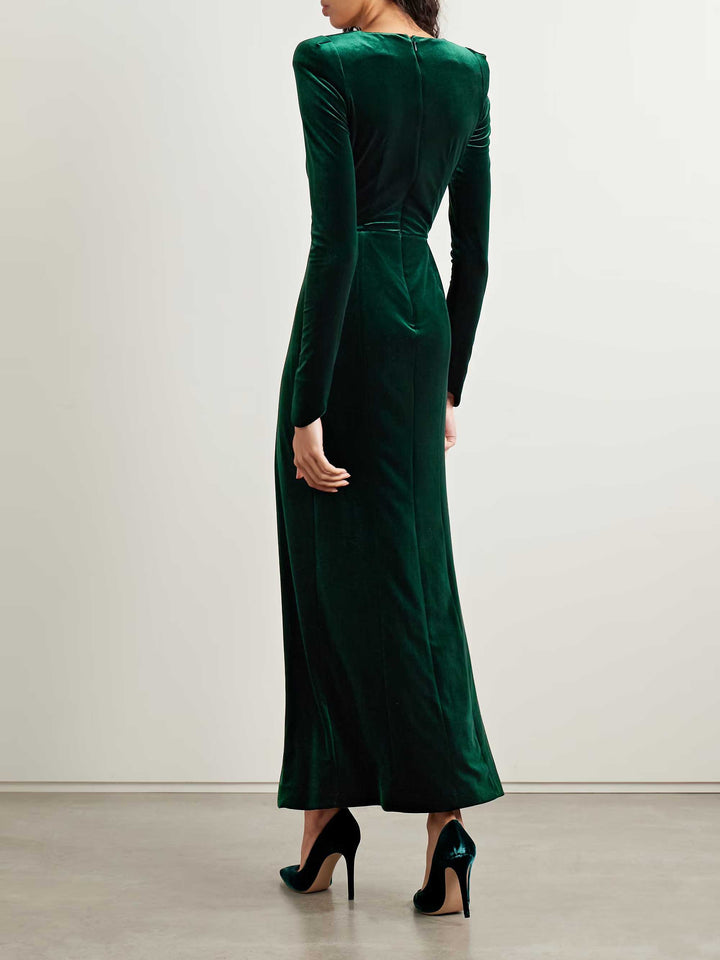 Elegant Velvet Long-sleeved Maxi Dress