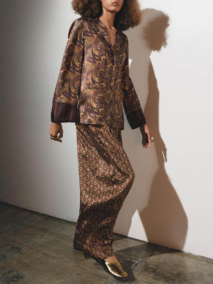 Retro Paisley Print Pants