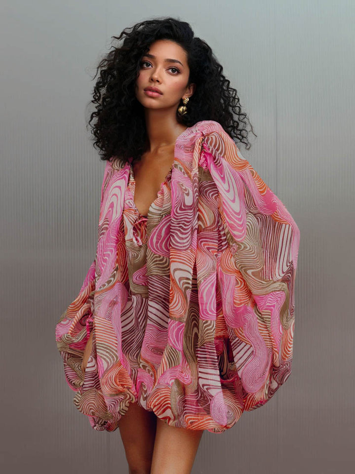 Playful Art Print Bubble Mini Dress