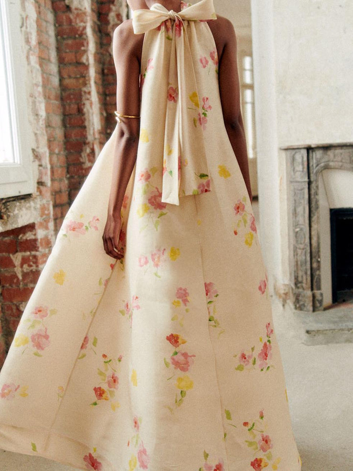 Exquisite Floral Print Sleeveless Maxi Dress