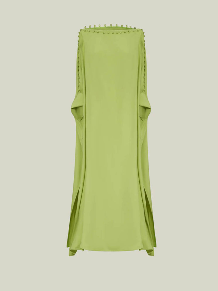 Casual Button-Detail Off-Shoulder Slit Maxi Dress