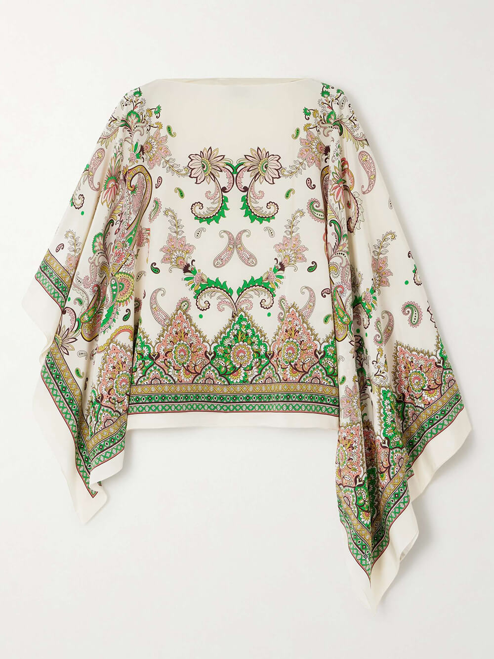 Retro Draped Paisley Print Satin Twill Loose Blouse