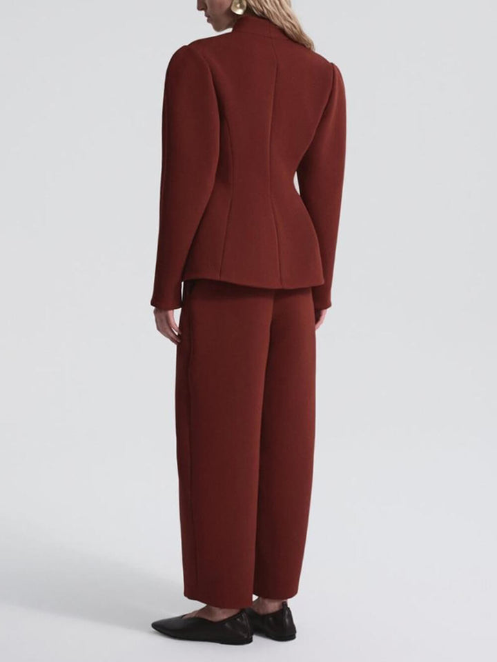 Exquisite Burgundy Slim Pocket Pants