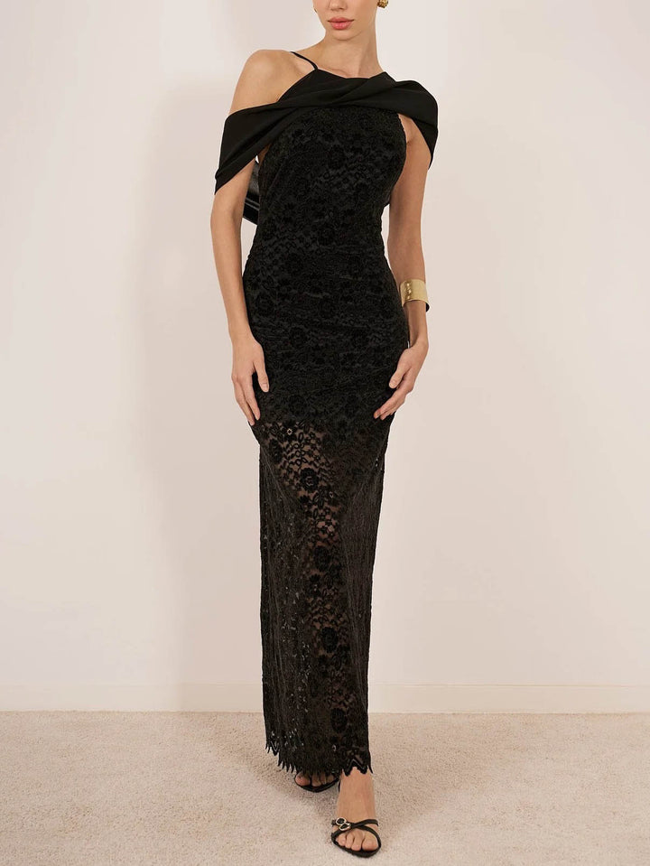 Elegant Backless Sleeveless Lace Bodycon Maxi Dress