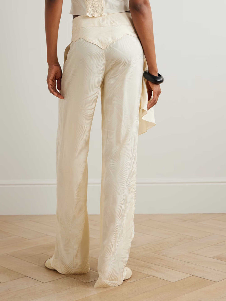 Elegant Backless Cropped Top & Draped Wide-Leg Pants Set