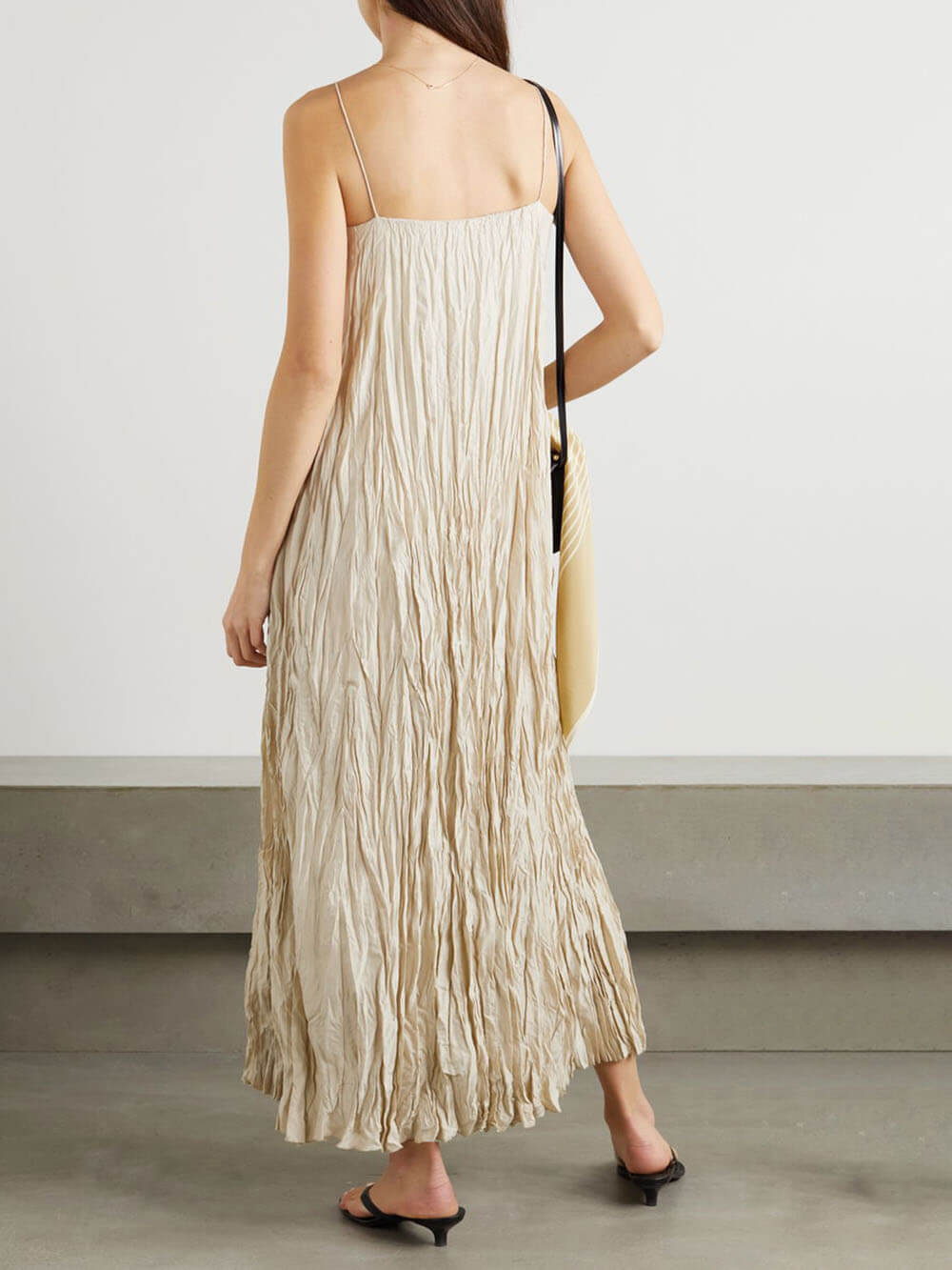 Elegant And Beautiful Pleated Suspender Maxi Dress