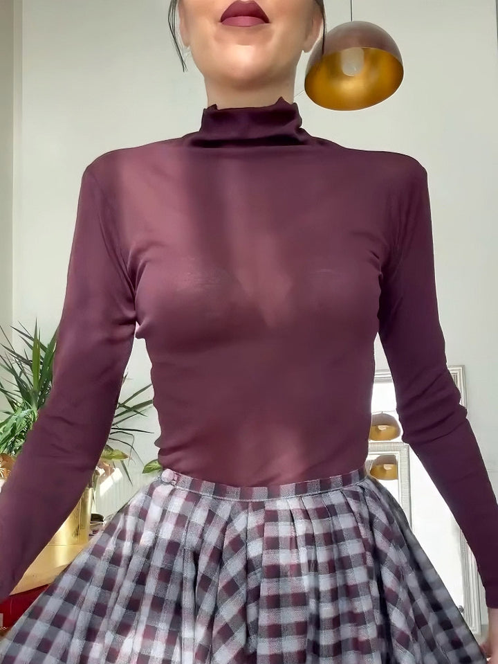 Elegant Slim-Fit Turtleneck Long-Sleeve Top