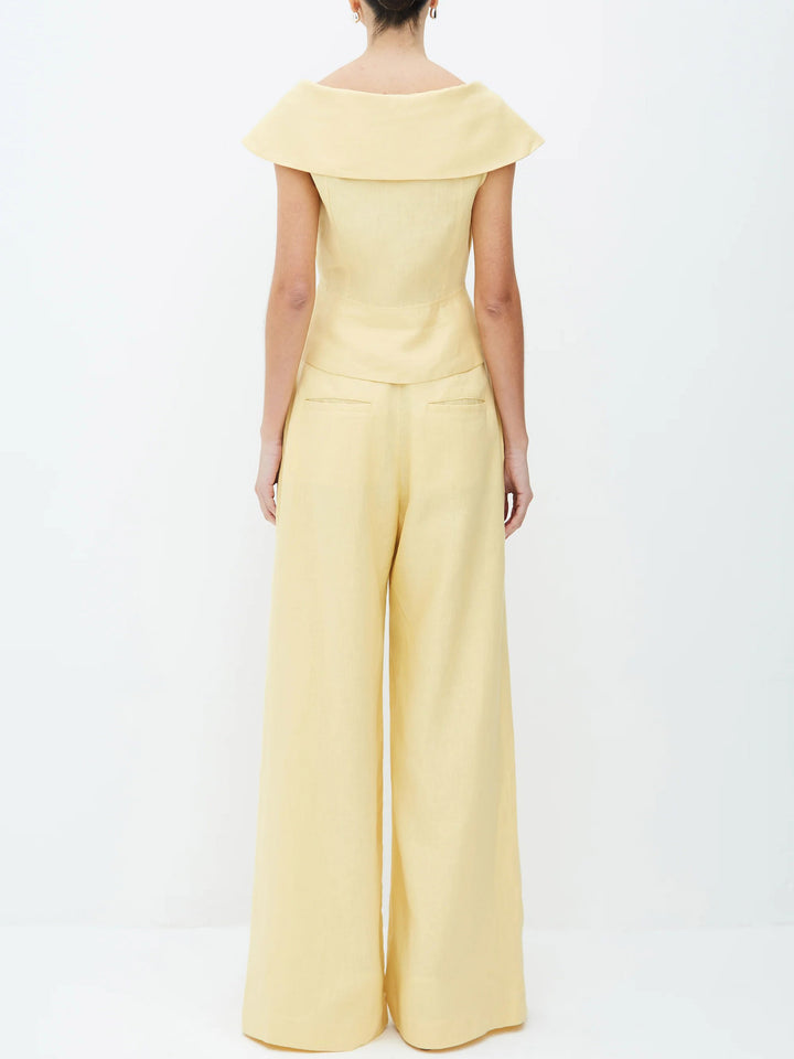 Elegant Pleated Pocket Wide-leg Pants
