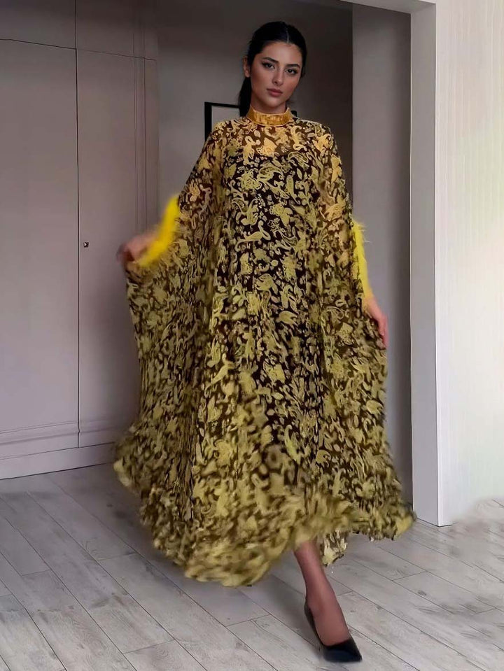Exquisite Chiffon Printed Kaftan Maxi Drasss