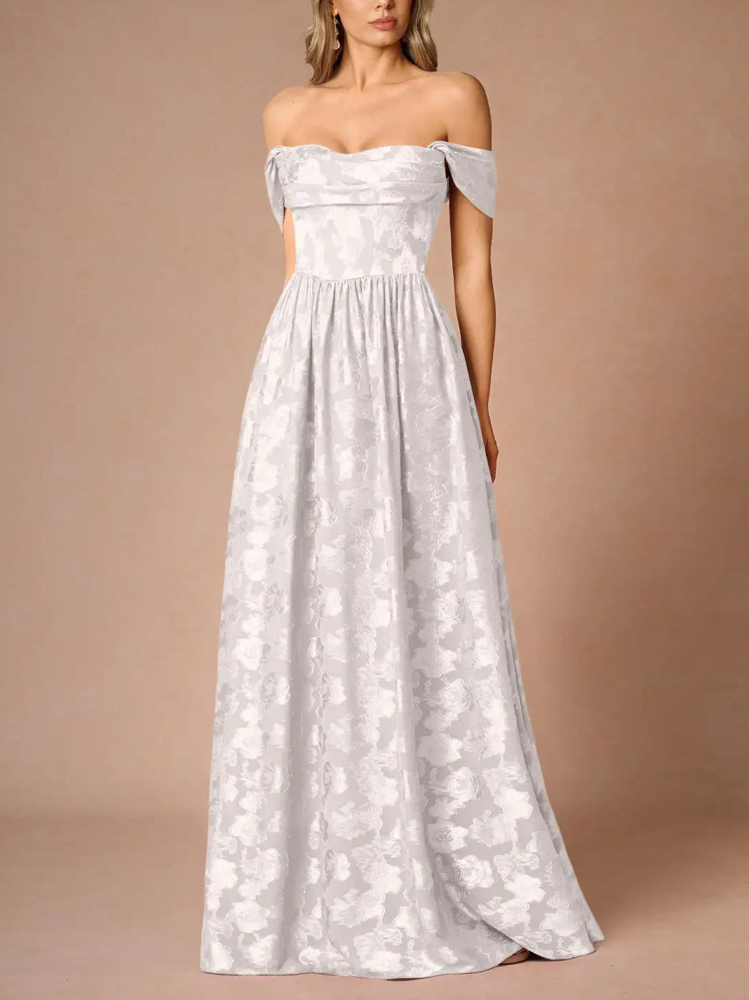 Elegant Drape Neck Floral A-Line Maxi Dress