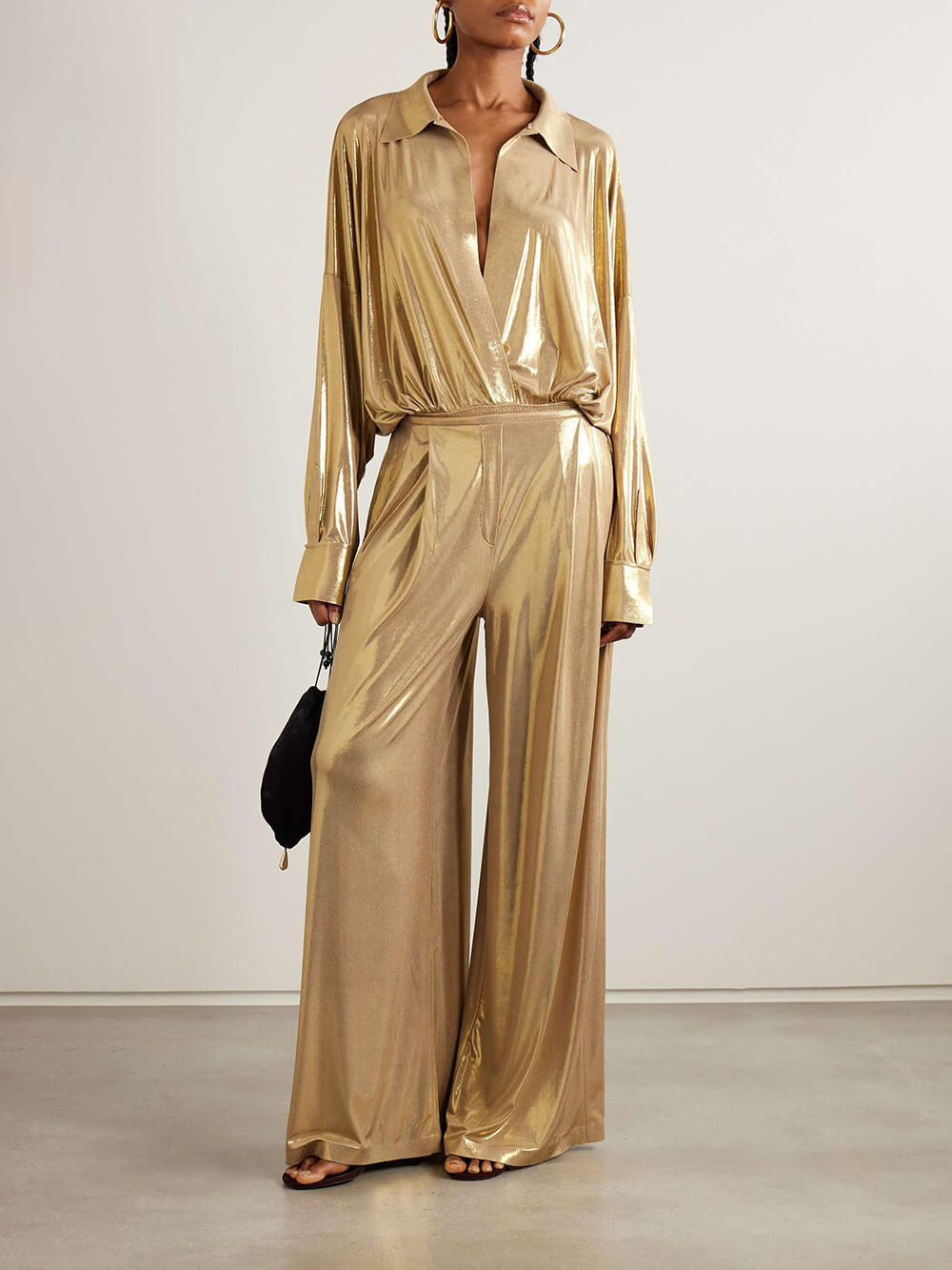 Elegant Pleated Stretch Wide-Leg Pants