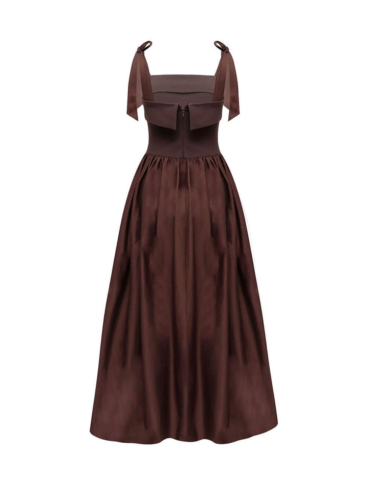 Elegant Bow Ruched Backless Maxi Dress