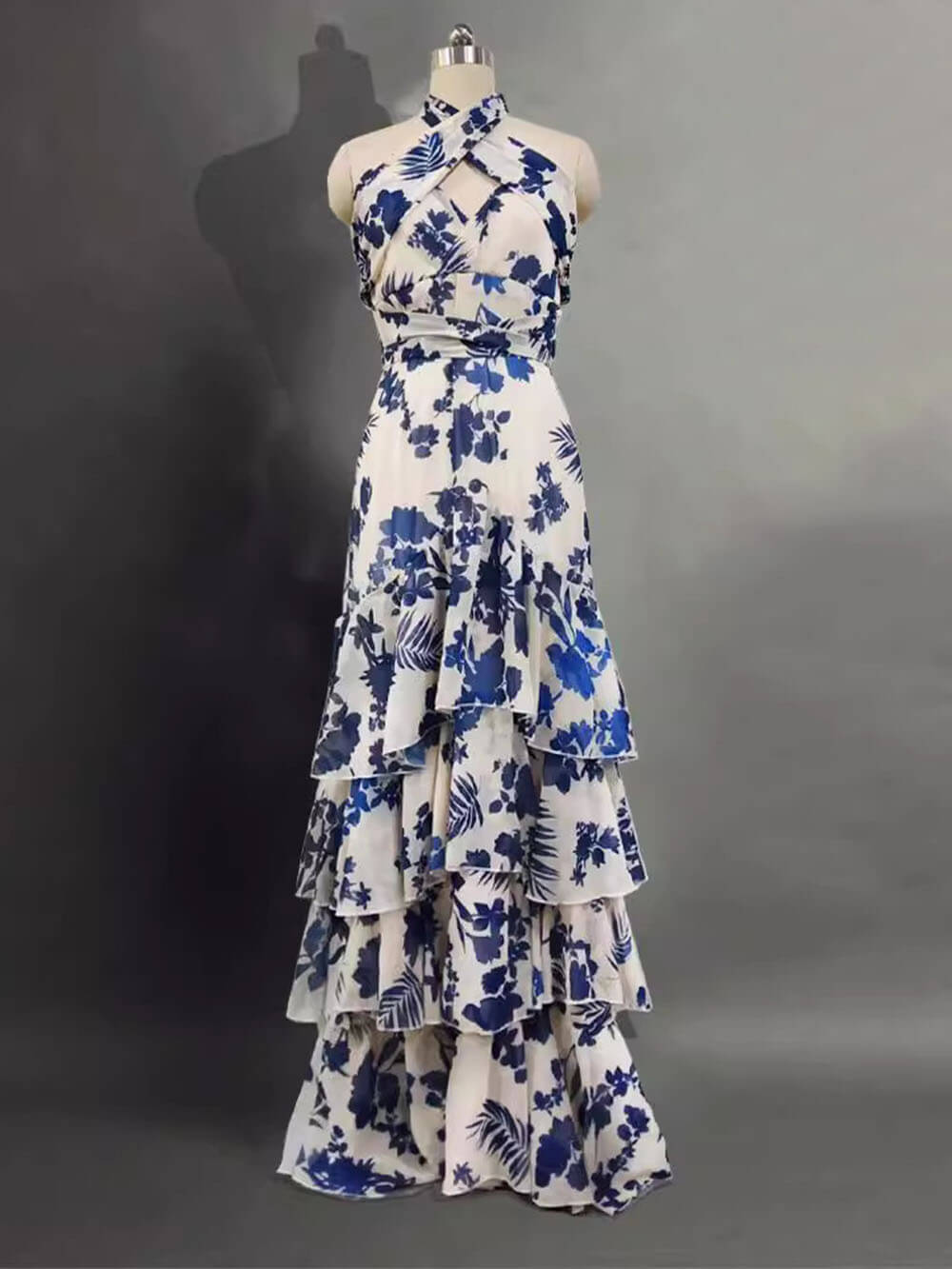 Unique Bohemian Holiday Style Strappy Lolita Swing Print Dress