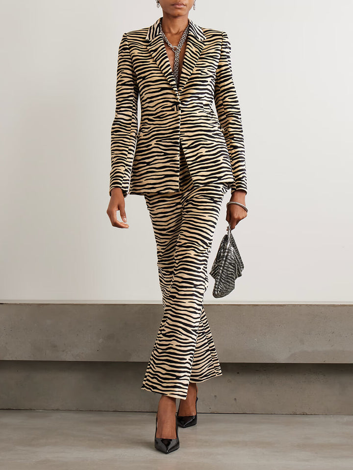 Exquisite Zebra Print Straight Leg Pants