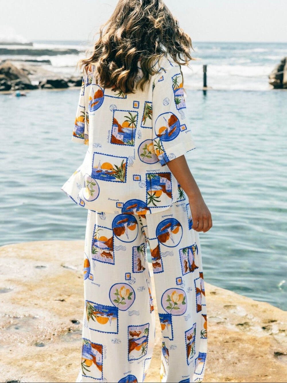 Unique Ocean Pattern Print Loose Oversized Shirt