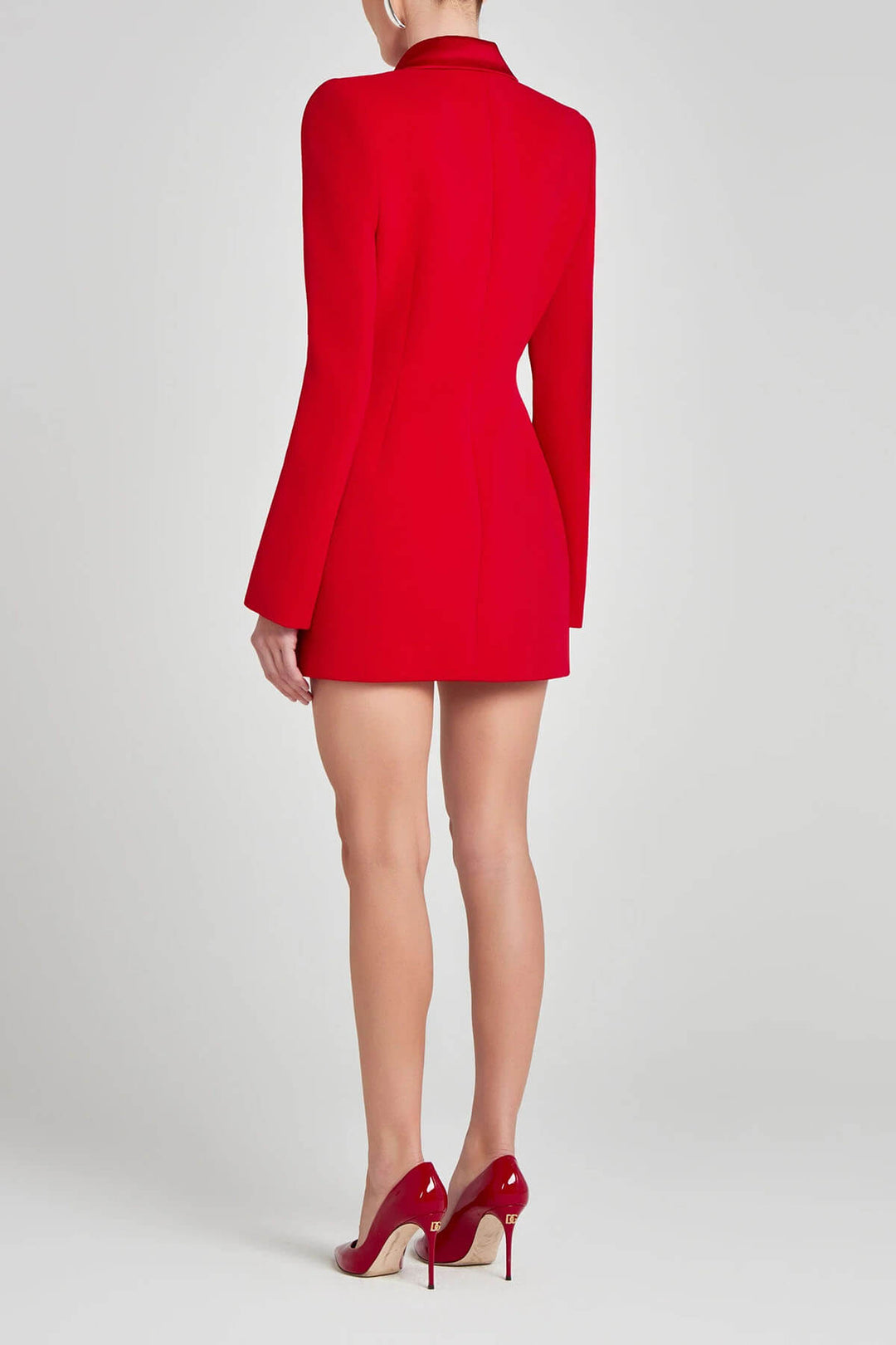 Chic Red Double-Breasted Lapel Blazer Mini Dress