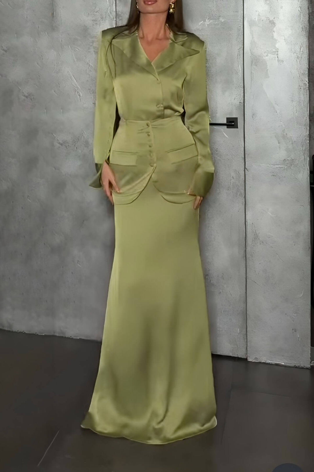 Elegant Satin High-Waist Mermaid Maxi Skirt