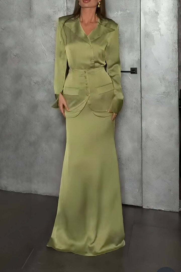 Elegant Satin High-Waist Mermaid Maxi Skirt