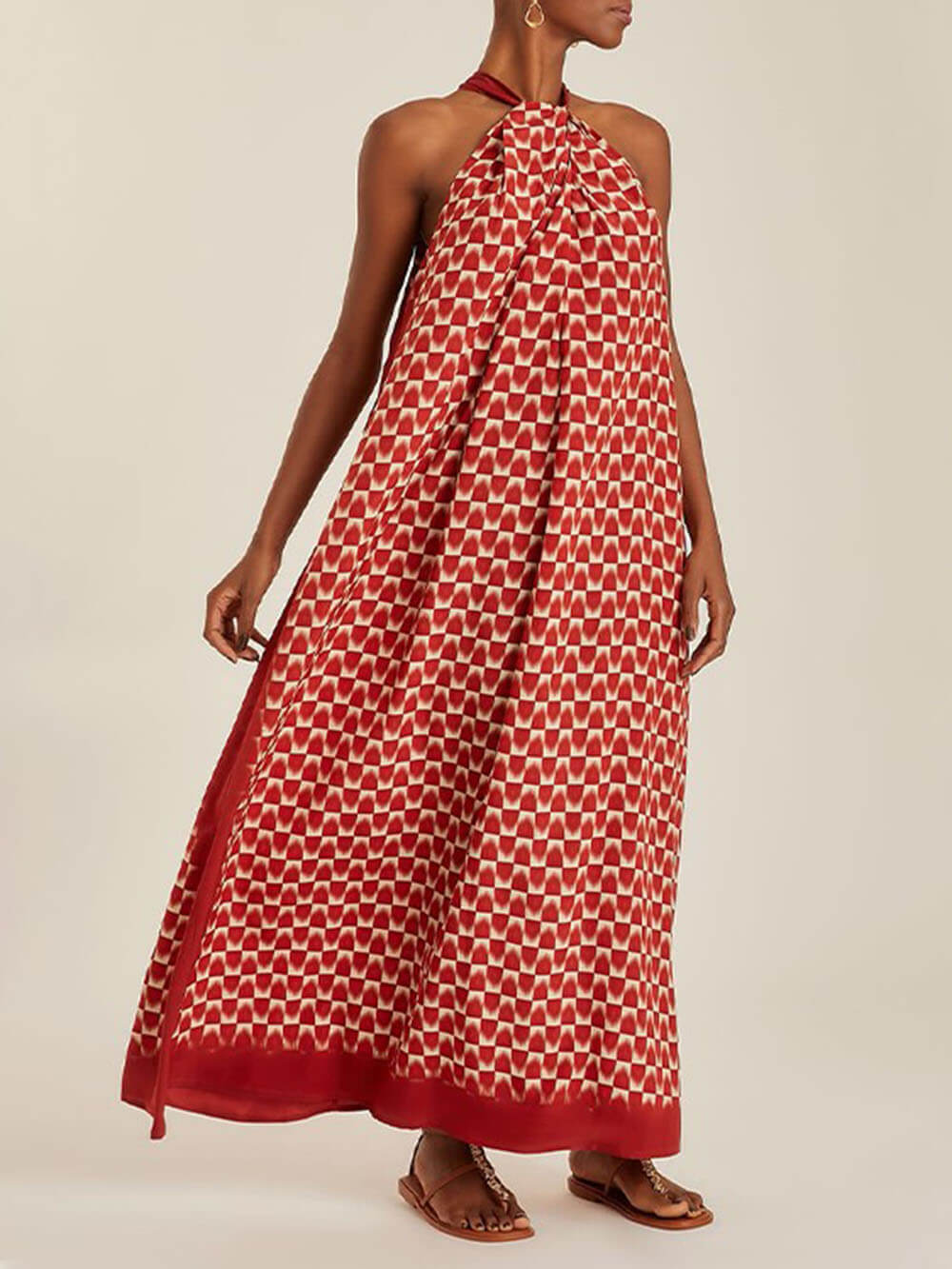 Elegant And Unique Pattern Off Shoulder Printed Maxi Dress