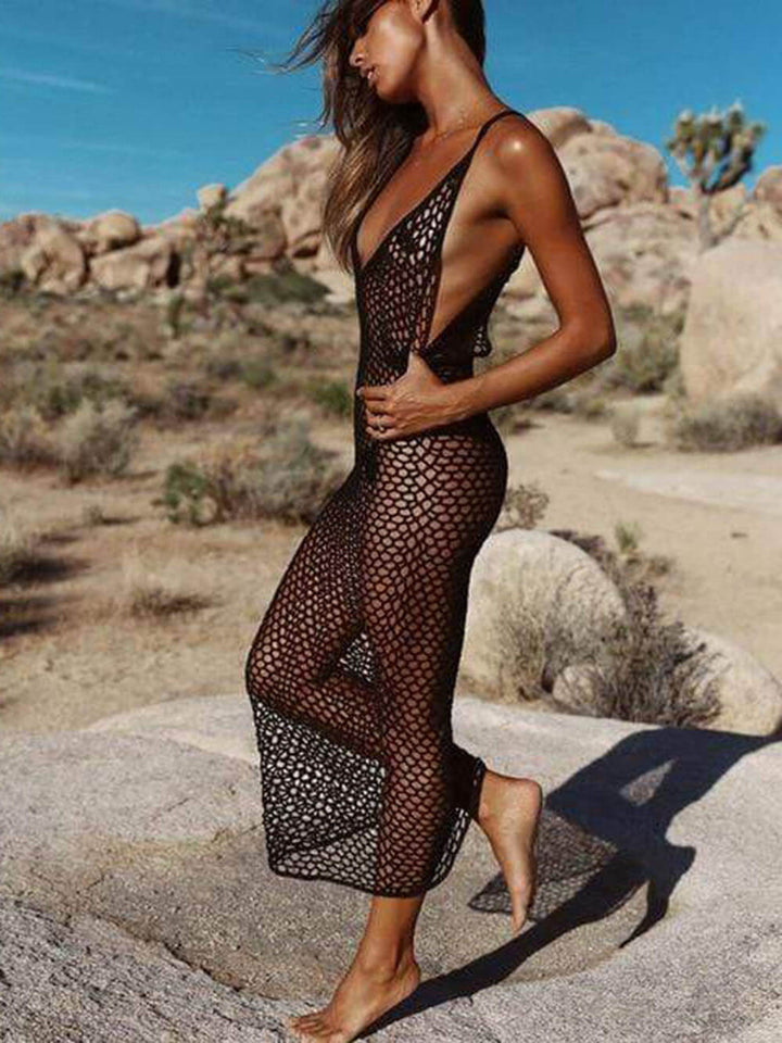 Sexy Backless Crochet Beach Cover Up