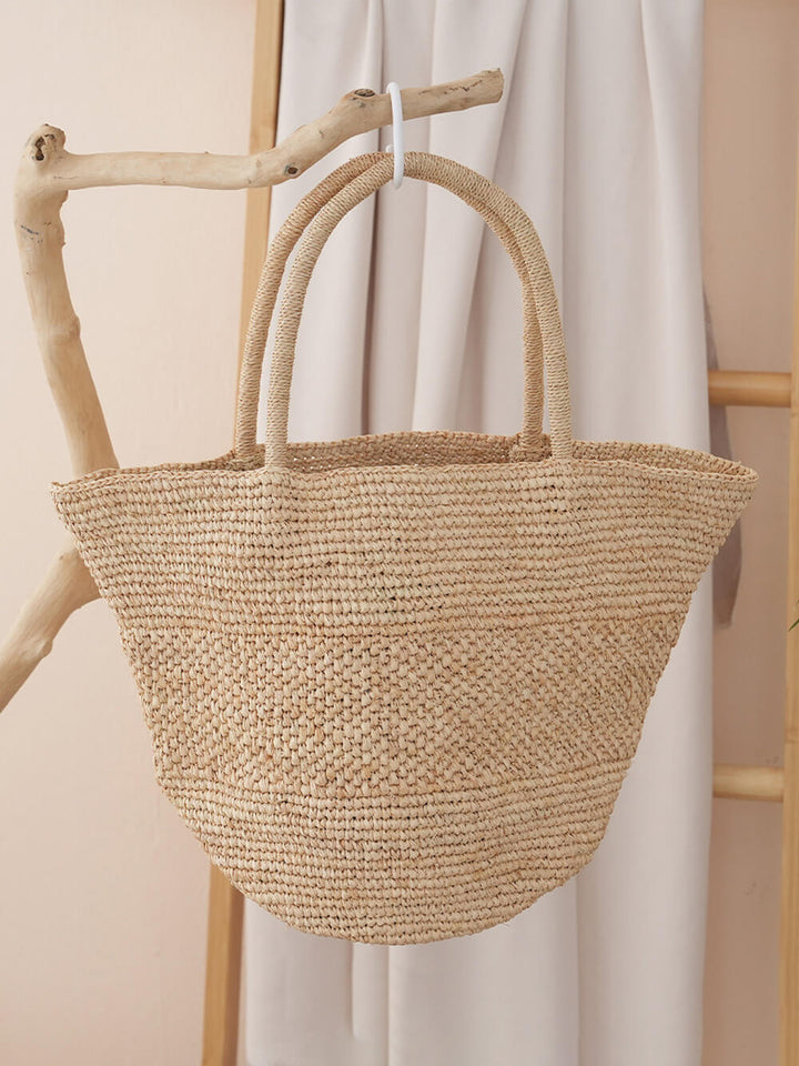 French Holiday Style Raffia Hand-Crocheted Straw Bags