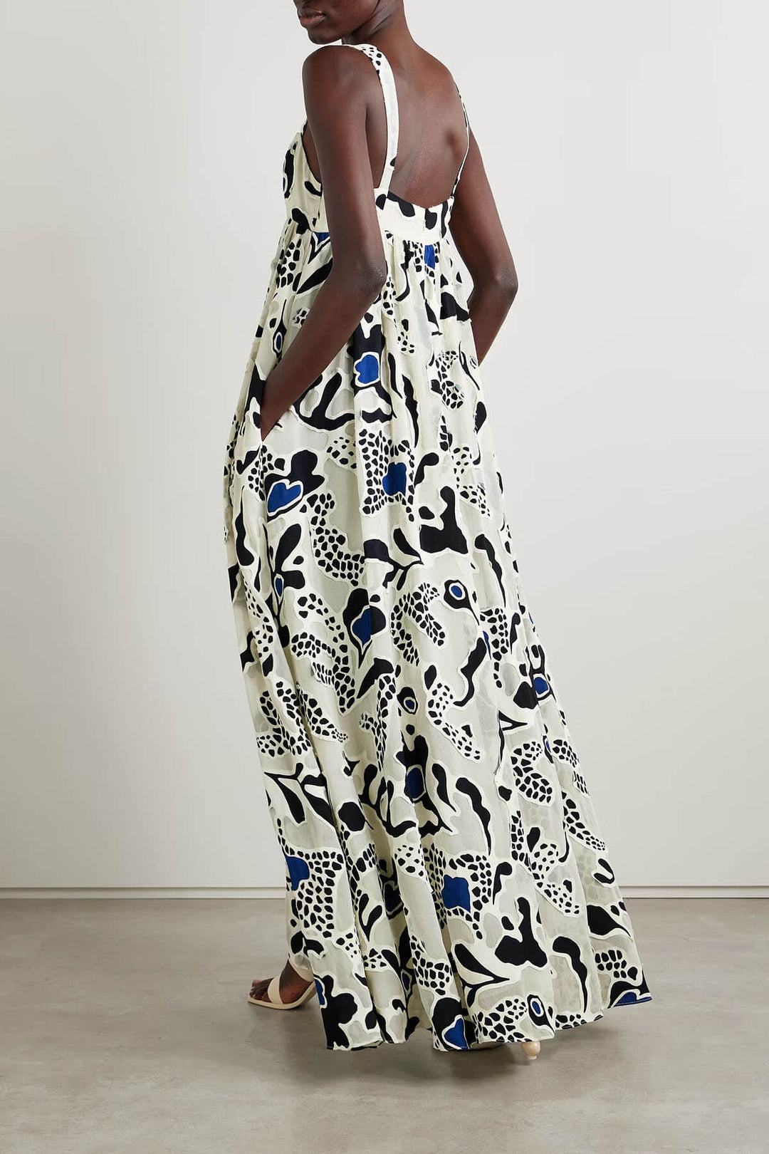 Casual Backless Printed Pocket Loose Vacation Maxi Dress