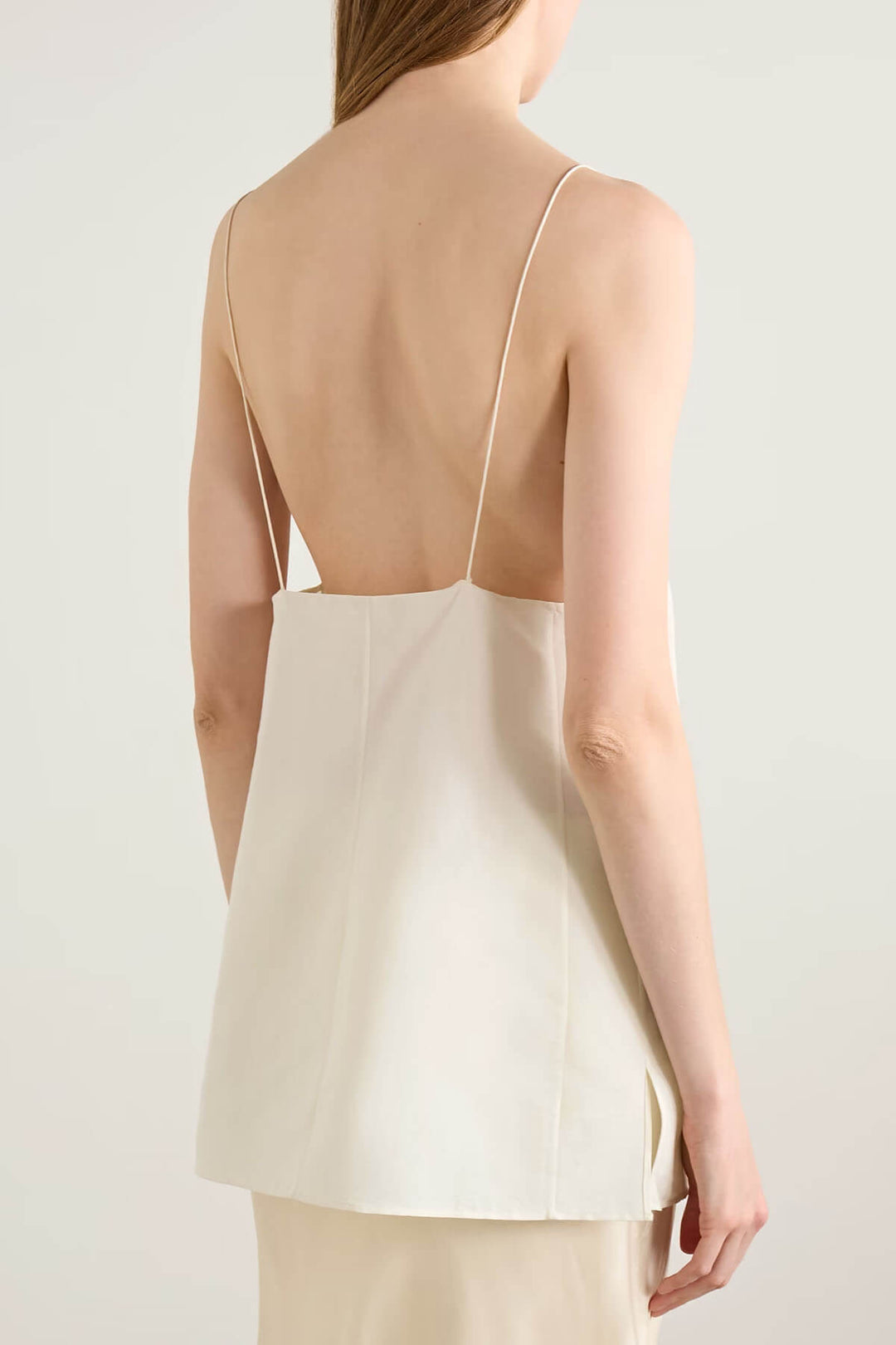 Exquisite Backless Camisole Top and Pleated Printed Satin Twill Skirt Set