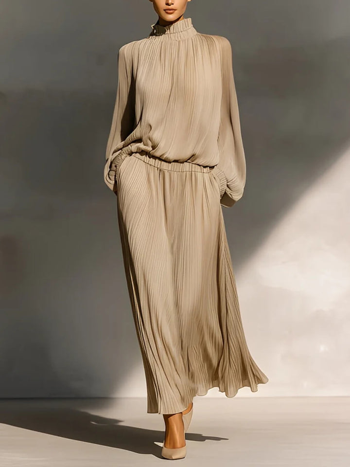 Modern Casual Chiffon High-Neck Ruffled Loose Top