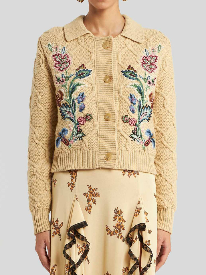 Exquisite Floral Print Pleated Lace Panel Skirt
