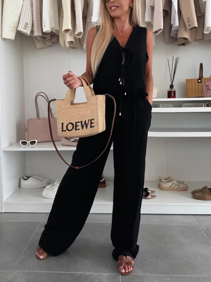Summer Linen Casual High Waist Pocket Pants
