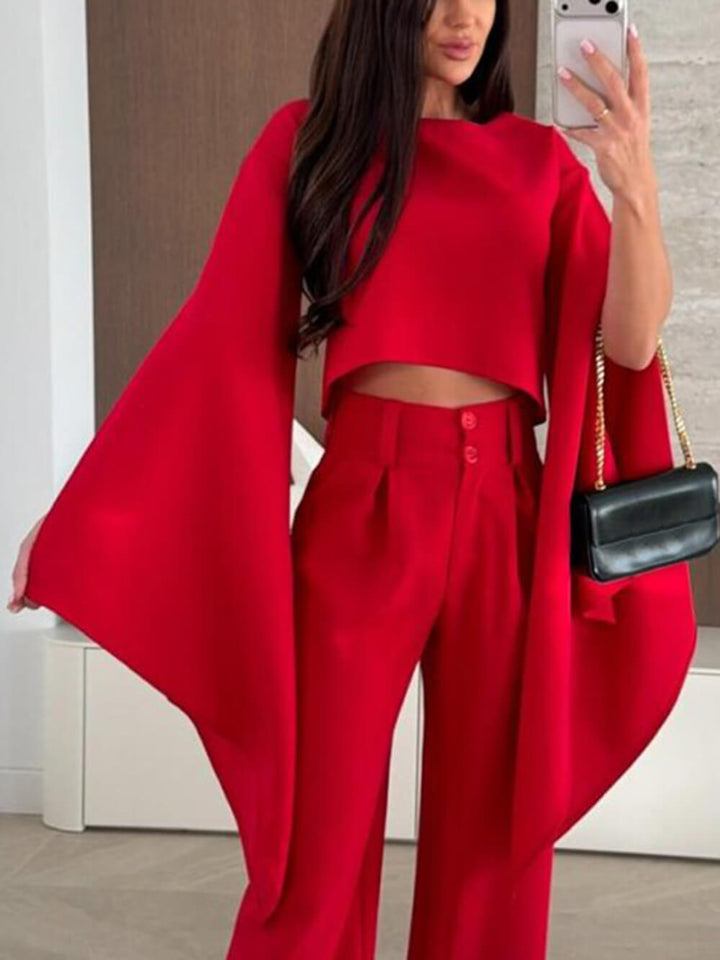 Exquisite Asymmetrical Flared Sleeve Loose Top