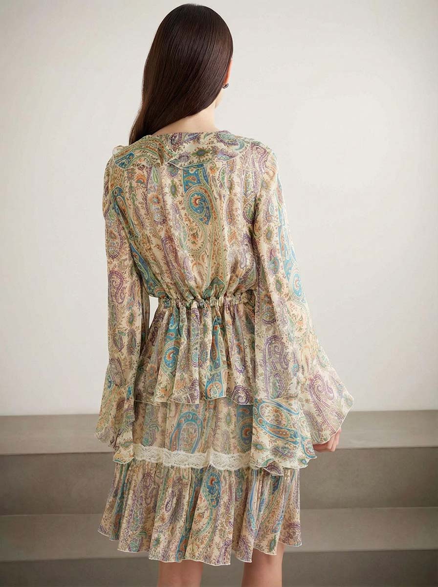 Exquisite Paisley Print Shirt And Skirt Two-piece Set