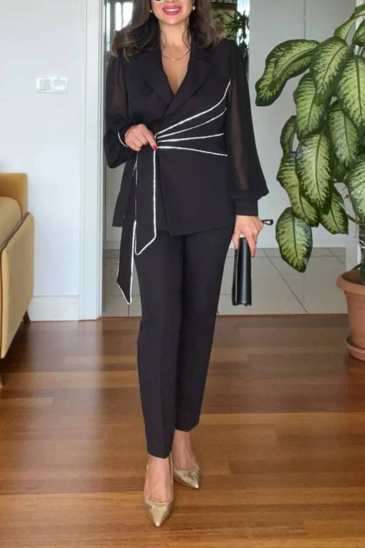 Exquisite High-Waist Slim Fit Tapered Pants