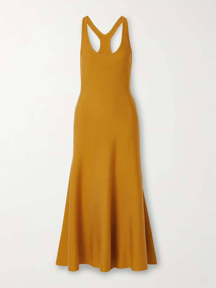 Classic Backless Cross-Front Fitted A-Line Midi Dress