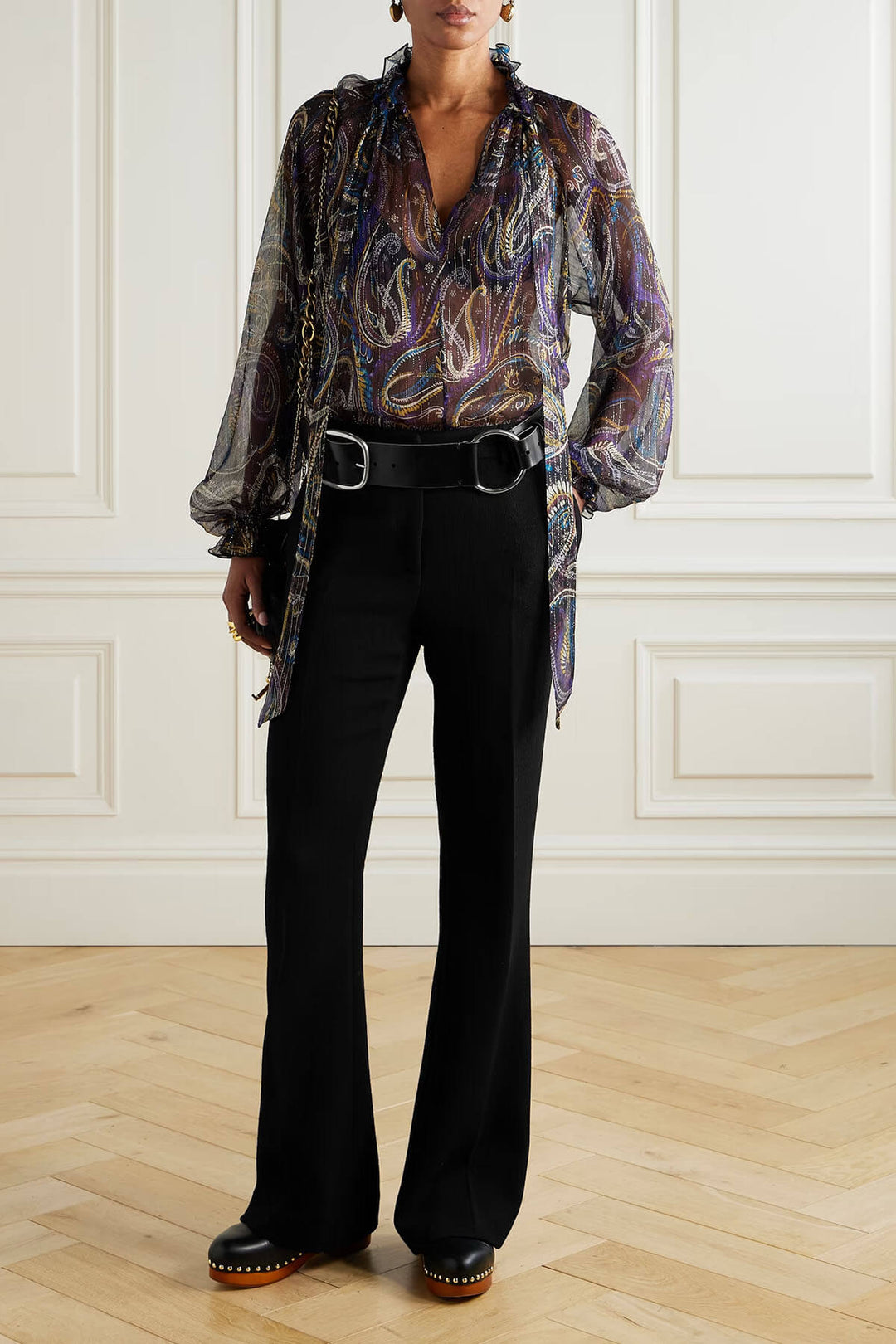 Retro High-Waisted Pocket Flared Pants