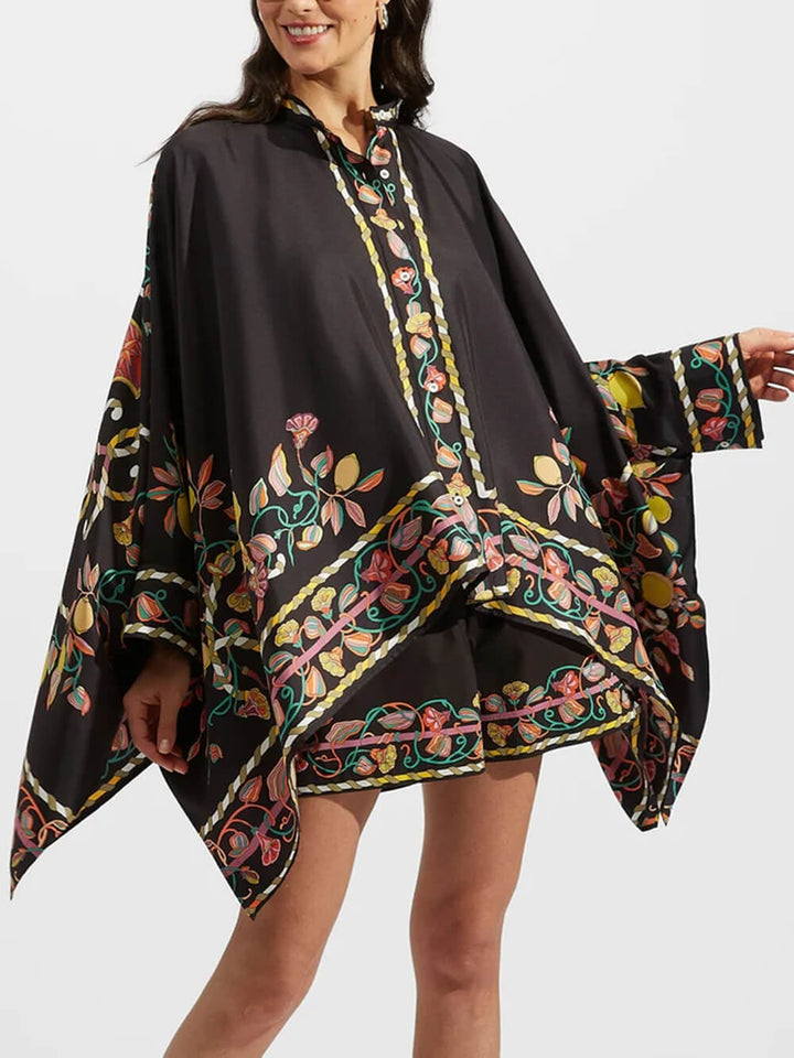 Unique Satin Draped Floral Print High-Waisted Wide-Leg Pants