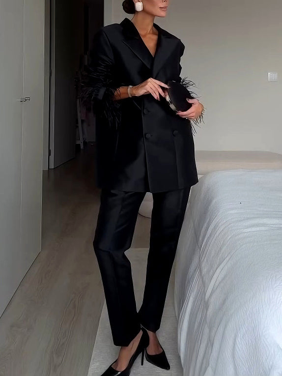 Elegant Tailored Satin Straight-Leg Pants