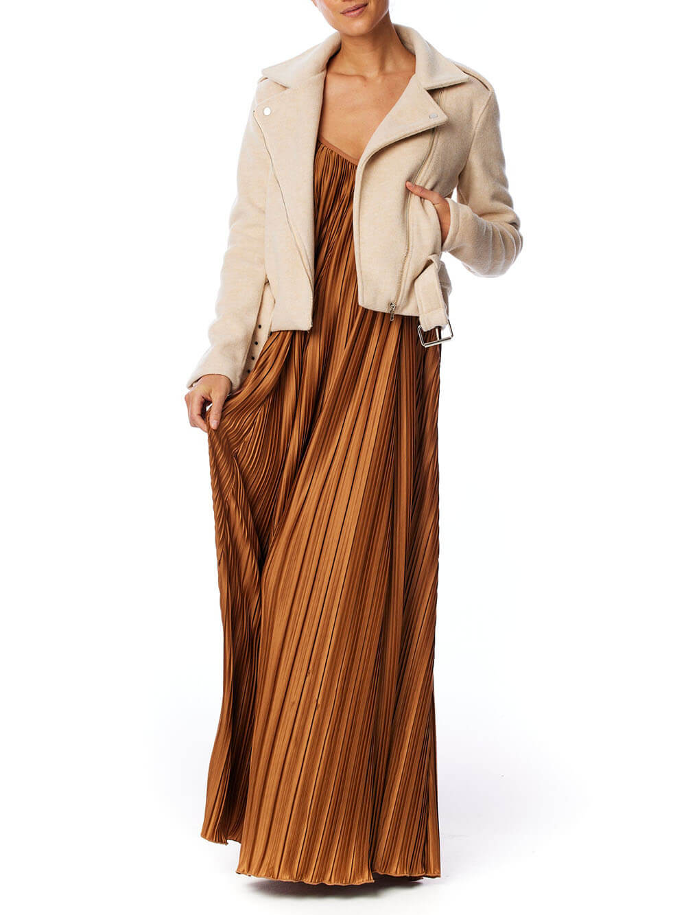 Unique And Fashionable Pleated Suspender Loose Maxi Dress