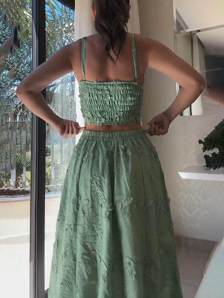 Casual Holiday Lace Patchwork High Waist A-Line Maxi Skirt