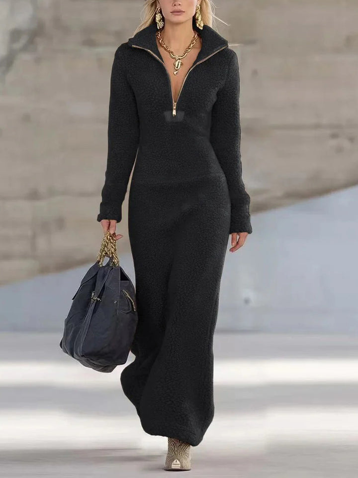 Casual Half-zip Collar Maxi Dress