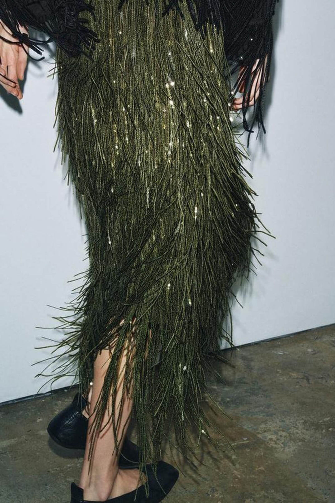 Fashion Sequined Tassel Elegant Midi Skirt