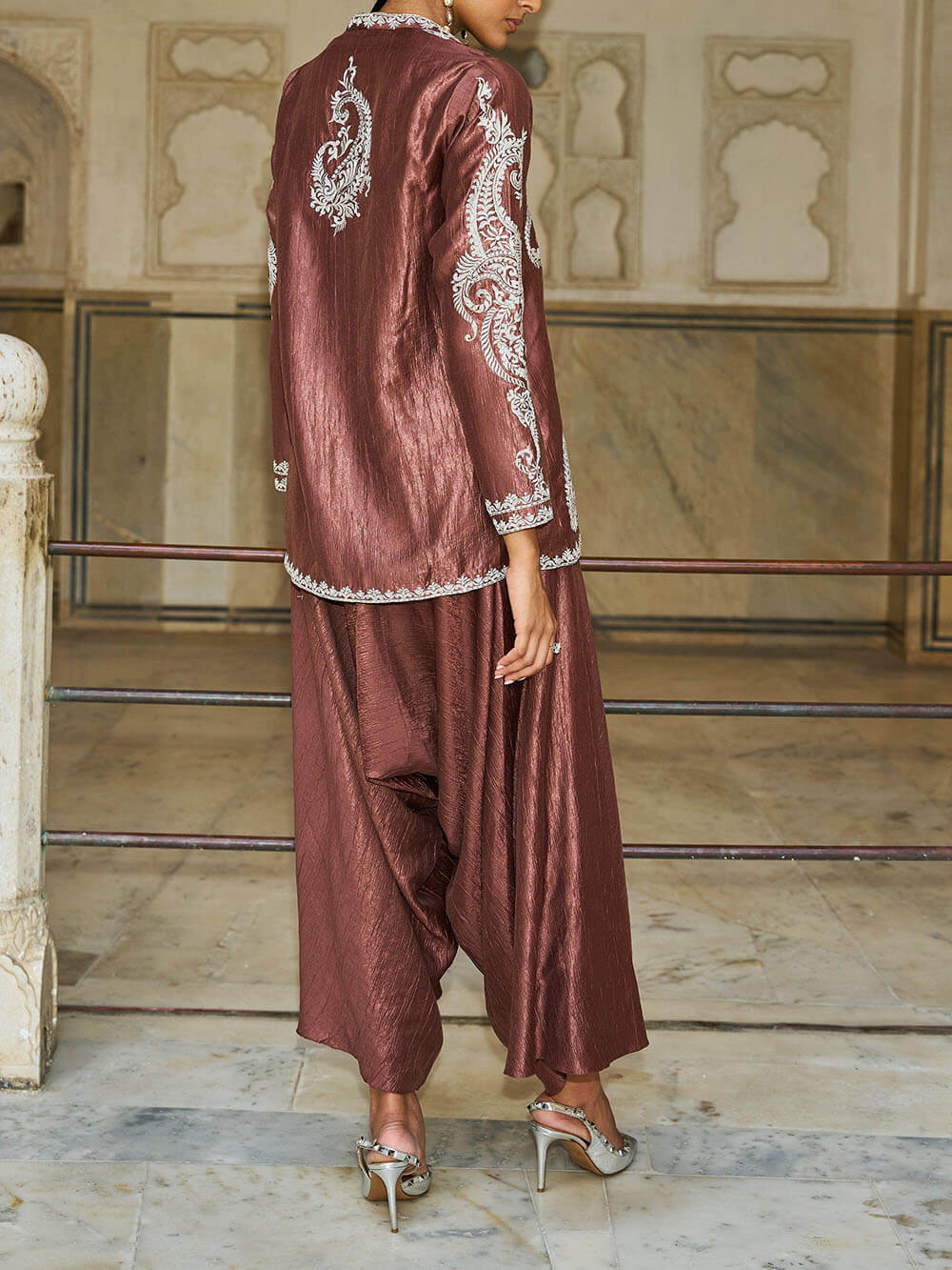 Unique Paisley Pattern Loose Pleated Harem Wide-Leg Pants