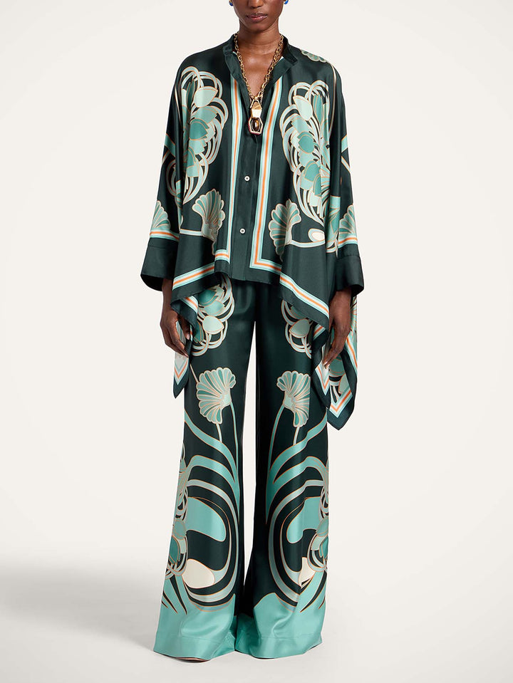 Elegant Abstract Print High-Waist Wide Leg Pants
