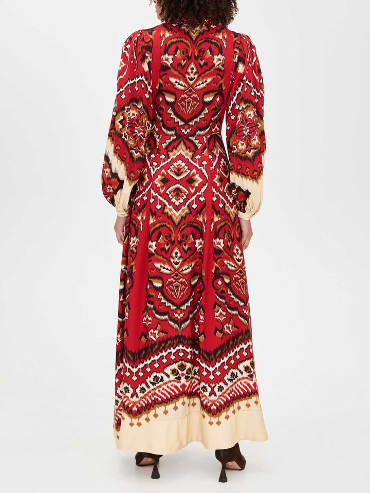 Casual Bohemian Print Shirt Maxi Dress