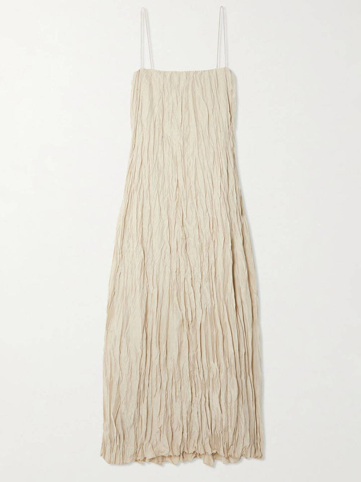 Elegant And Beautiful Pleated Suspender Maxi Dress