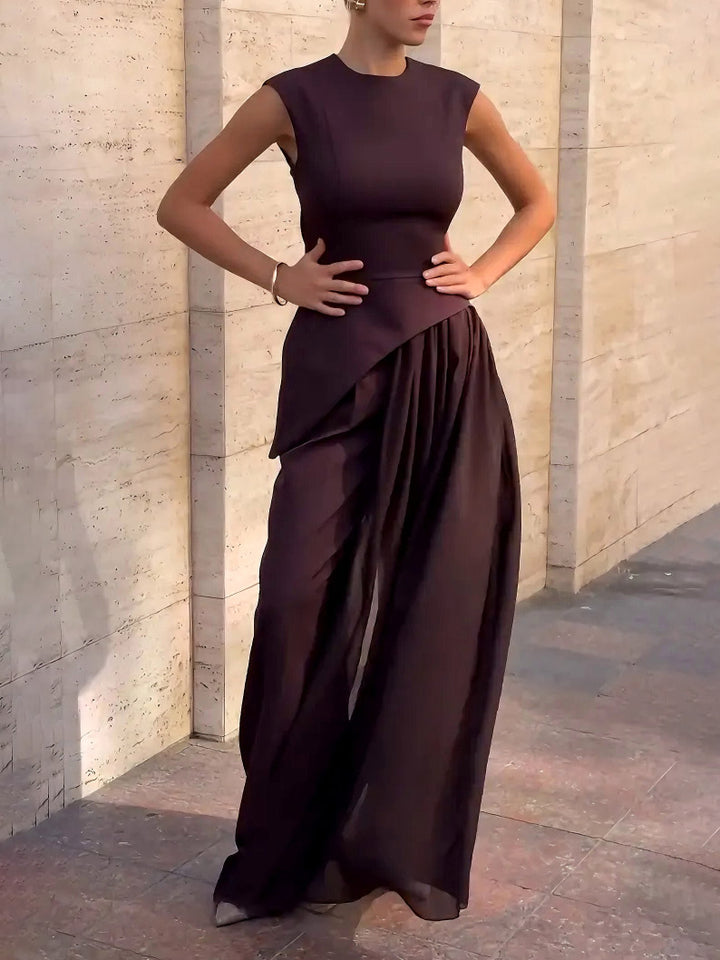 Elegant Asymmetrical Sleeveless Chiffon Cover Top