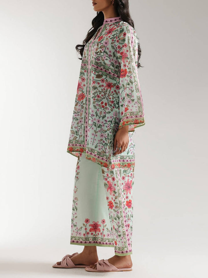 Unique Satin Symmetrical Floral Patchwork Wide-Leg Pants