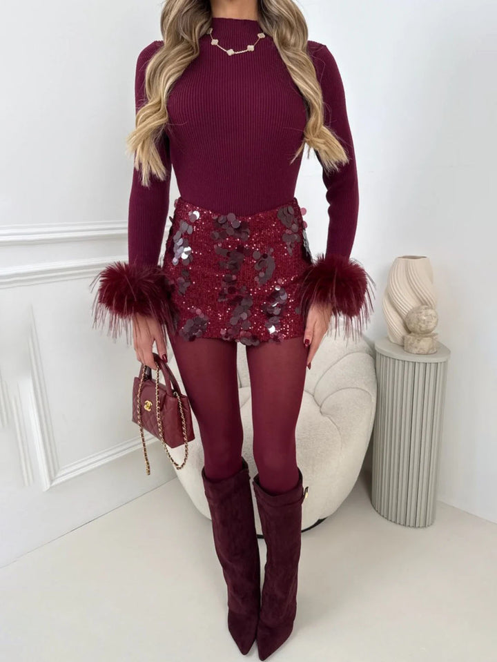 Exquisite Sequined Two-piece Skirt Set