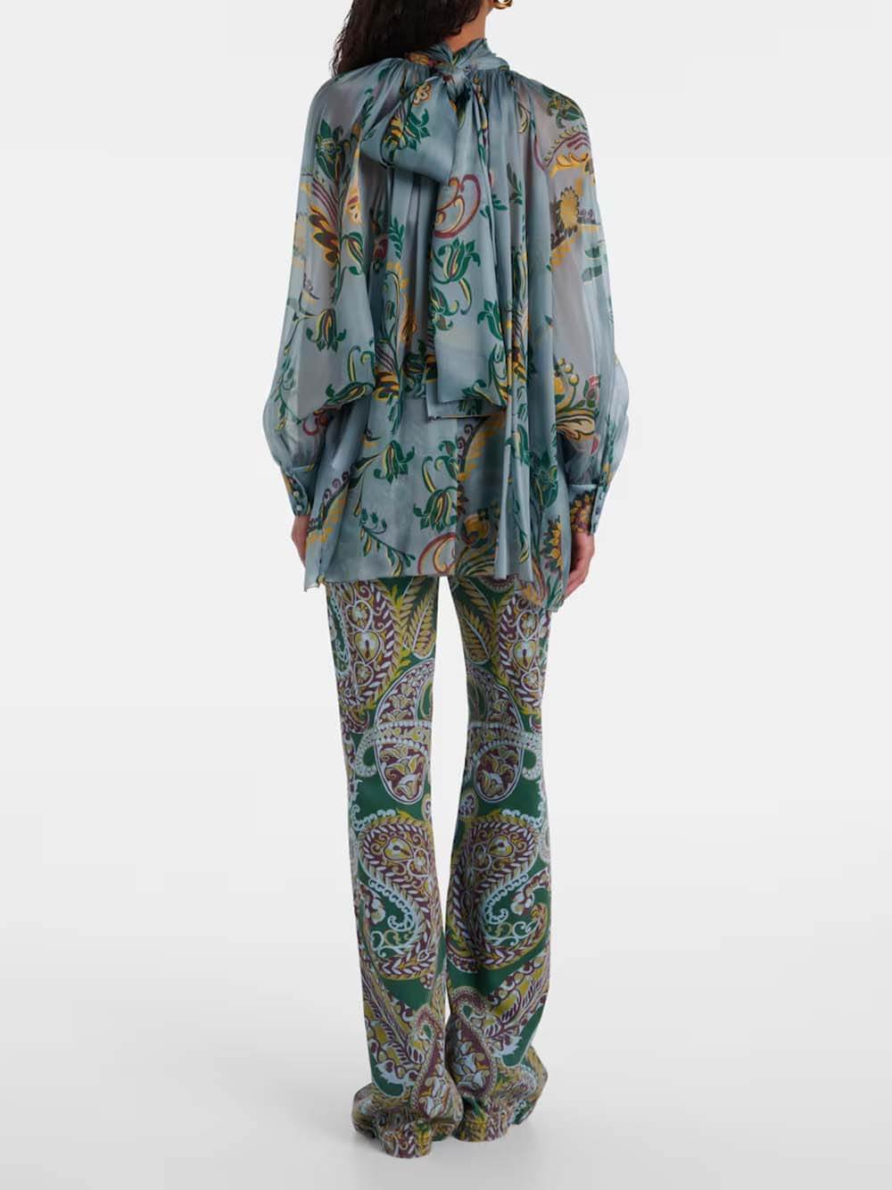 Exquisite Ethnic Print High-Waist Slim Straight Pants